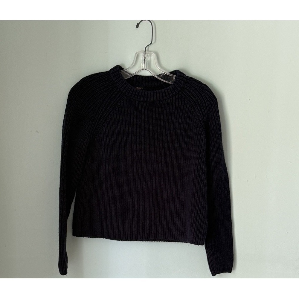 Quince 100% Organic Cotton Fisherman Boatneck Sweater Blue XS